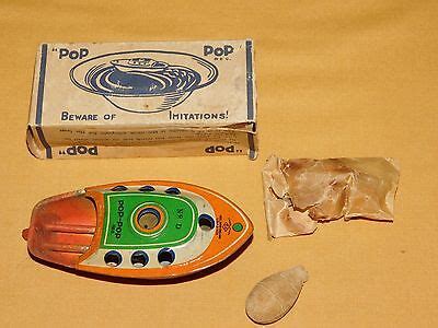 VINTAGE TOY ALPS Toy Co Japan Tin Litho Pop Pop Candle Powered Boat In Box No. D $79.99 - PicClick