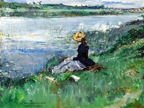 Contemplation on the riverbank Painting | Adrien Moreau Oil Paintings