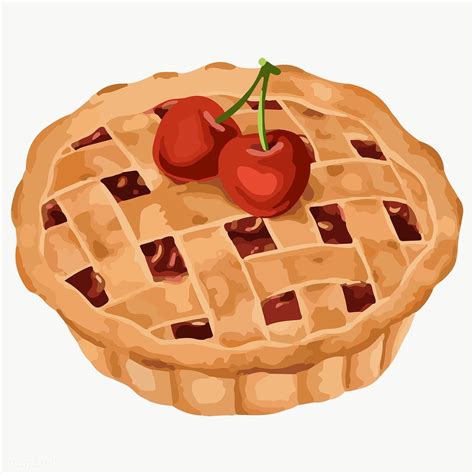 Hand drawn vectorized cherry pie sticker design resource | free image ...