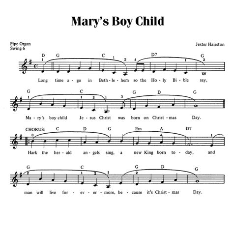 MARY'S BOY CHILD Easy Sheet music | Easy Sheet Music