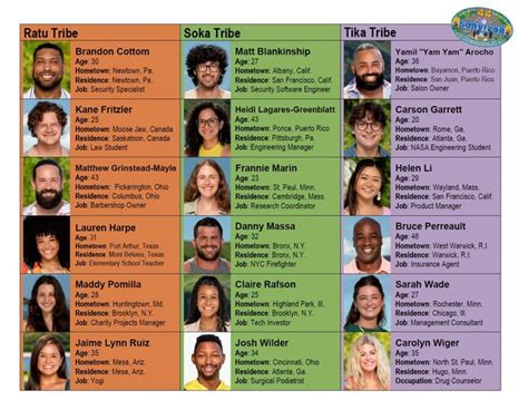 Season 44 tribal division reference sheet : r/survivor