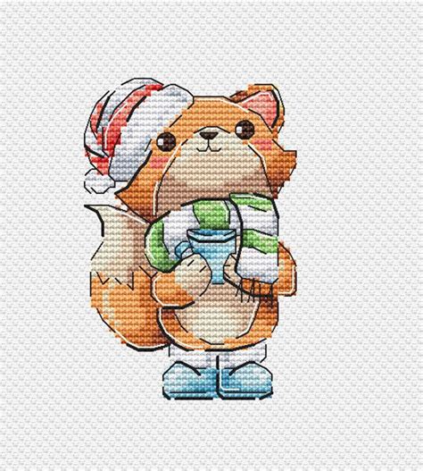 Baby Fox Cross Stitch Pattern Christmas Fox Cross Stitch Cute - Etsy