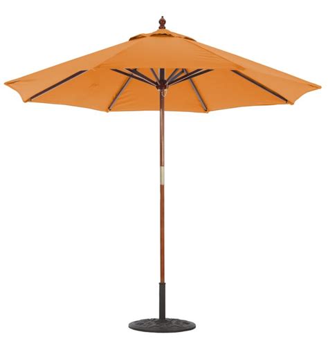 9' Foot Wooden Patio Market Umbrella with Double Pulley Lift - Sunbrella®