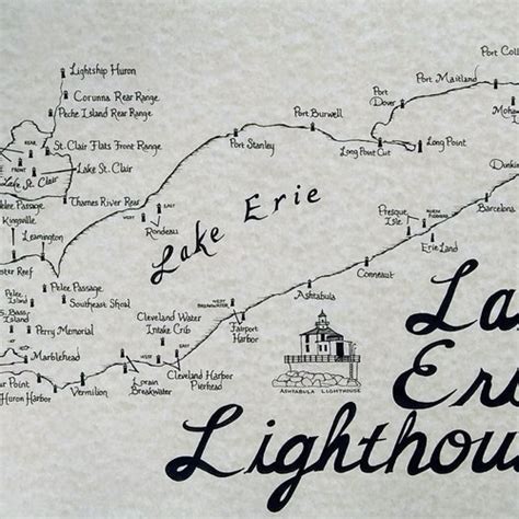 Lake Erie Lighthouses Map - Etsy