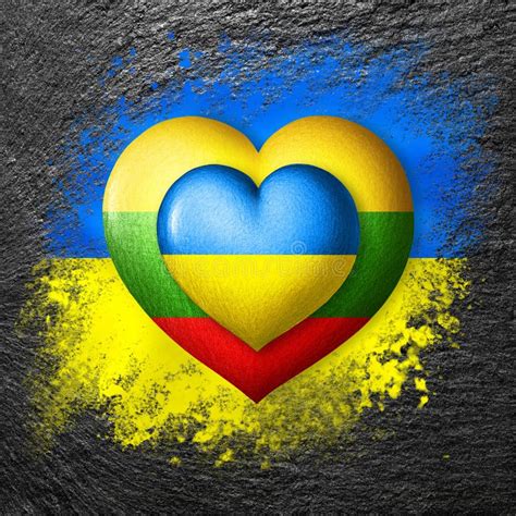 Flags of Ukraine and Lithuania. Two Hearts in the Colors of the Flags ...