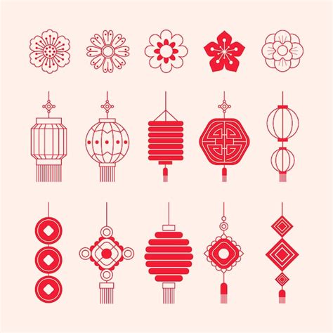 Free Vector | Flat chinese new year festival celebration ornaments ...