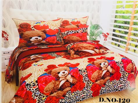 Multi Colour Teddy Bear Print 3D Grace Cotton Double Bed Sheet, Size ...