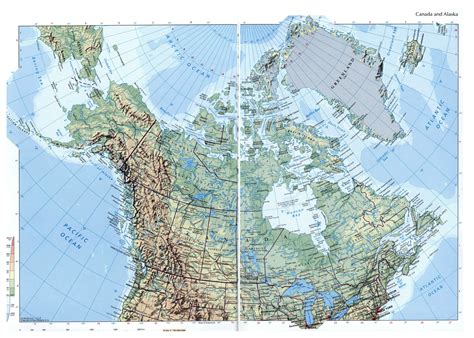 Large elevation map of Canada and Alaska with roads and cities | Vidiani.com | Maps of all ...