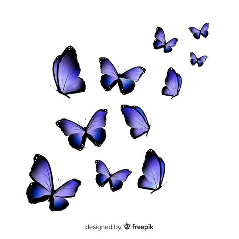 Realistic butterflies group flying Vector | Free Download