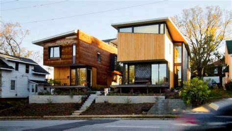 Two compact modern homes fill challenging empty lots in an old, urban neighborhood | Inhabitat ...