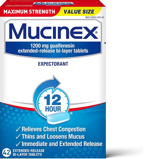 Buy Mucinex Chest Congestion Maximum Strength 12 Hour Extended Release Tablets Relieves Chest ...