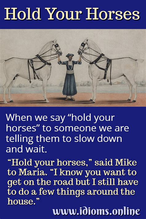 Hold Your Horses | Idioms Online