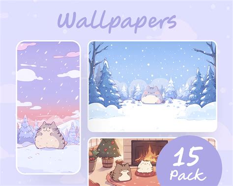 Christmas Cats Wallpaper, Cozy Holiday Wallpaper, Kawaii Christmas Wallpaper, Kawaii Background ...