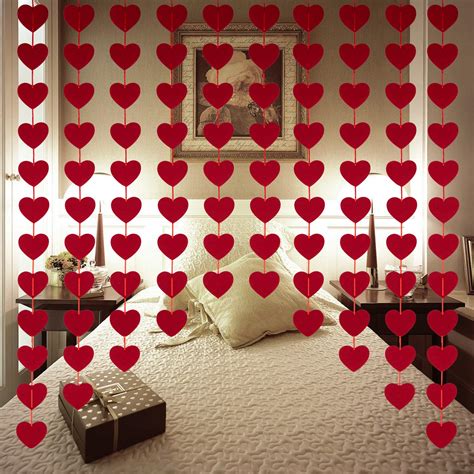 Buy Valentines Day Decorations - 80 PCS Red Felt Garland Hanging String Hearts - NO DIY ...