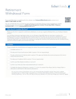 Fillable Online Fisher Funds KiwiSaver Scheme Retirement Withdrawal ...