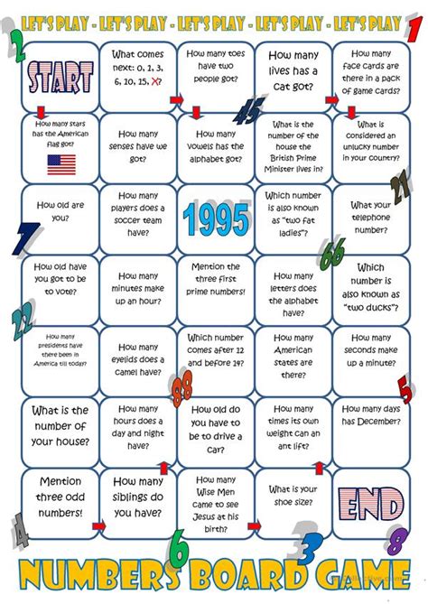 Numbers Board Game - English ESL Worksheets for distance learning and ...