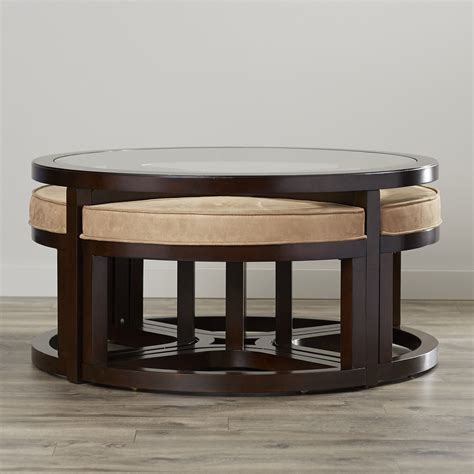 Round Coffee Table With Stools | Foter