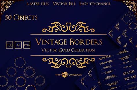 Vector Vintage Borders Collection | Vintage borders, Postcard mockup ...