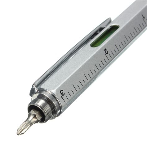 6 in 1 Metal Multitool Pen Handy Screwdriver Ruler Spirit Level ...