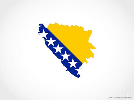 Printable Vector Map of Bosnia and Herzegovina - Flag | Free Vector Maps