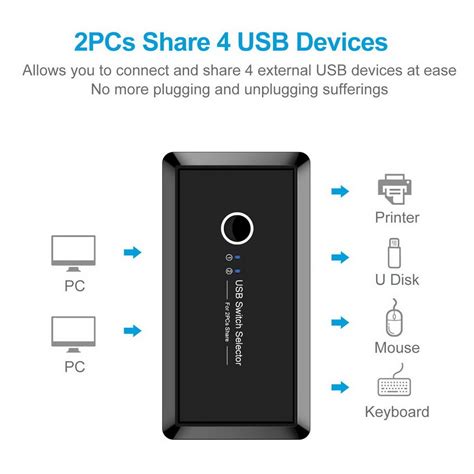 USB 2.0 Sharing Switch / Selector 2 Computer Sharing 4 USB Device KVM ...