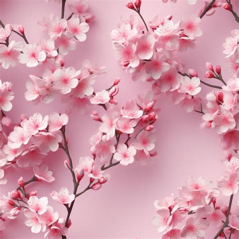 Premium Photo | Pink cherry blossom wallpaper with a pink background and a pink background with ...