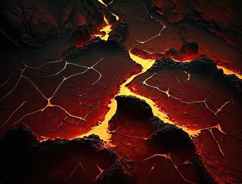 Premium AI Image | Volcano eruption melted cracked lava texture with ...