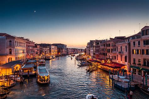 Venice Italy Canal Grande at Night Free Stock Photo | picjumbo