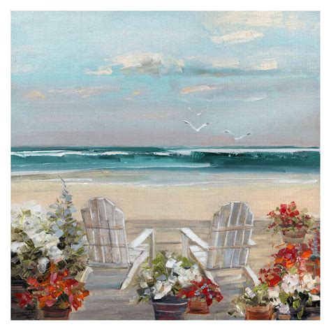 Fine Art Canvas Summer Seabreeze Beach Chairs by Sally Swatland Canvas Art Print - Walmart.com ...