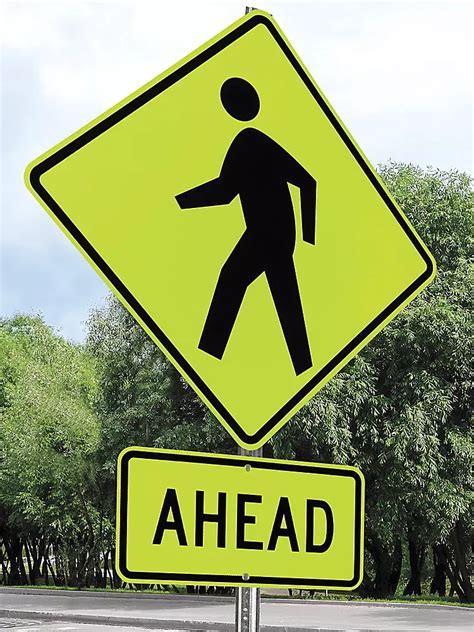 Crosswalk Signs, Fluorescent Pedestrian Crossing Signs in Stock - ULINE