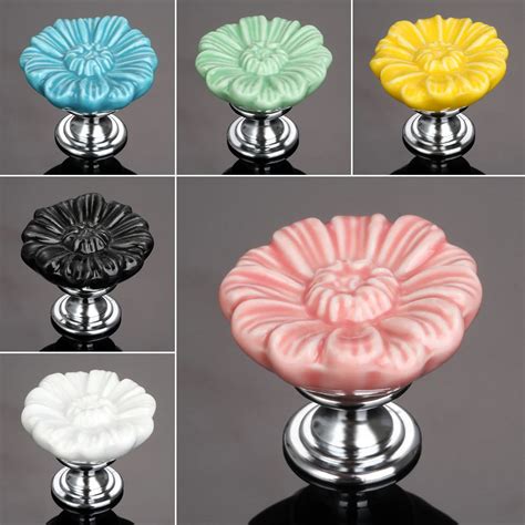 Furniture Handles Vintage Flower Cabinet Knobs and Handles Ceramic Door Knob Cupboard Drawer ...