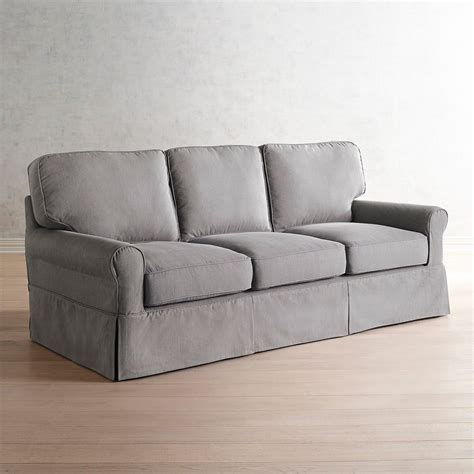 Lia Pierformance™ Slate Gray Slipcovered Sofa | Grey slipcovered sofa ...