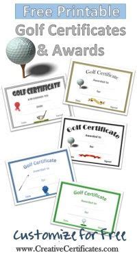 Free funny golf awards and sports award certificates from comedian ...