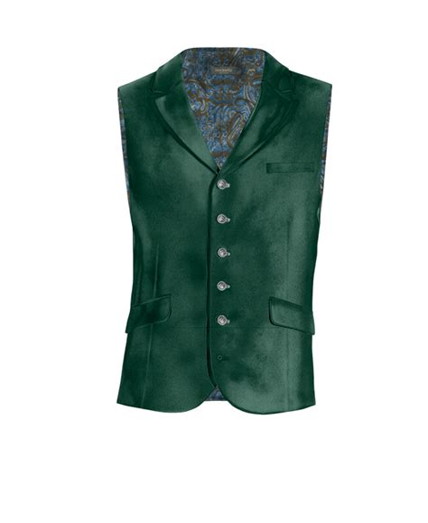Green Velvet lapeled Suit Vest with brass buttons
