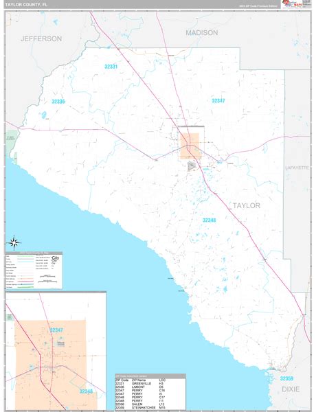 Taylor County, FL Wall Map Premium Style by MarketMAPS - MapSales