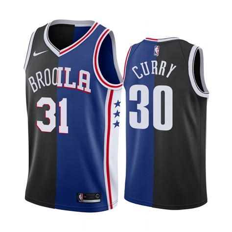 Nets X 76ers Seth Curry Dual Teams Split Black Blue Jersey 2022 Limited ...