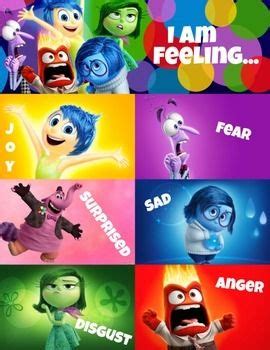 "Today I am feeling" emotions chart featuring Inside Out Characters ...