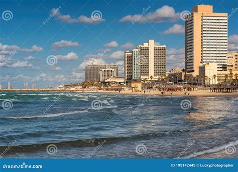 Tel Aviv Beach with a View of Beach Hotels Stock Image - Image of ...