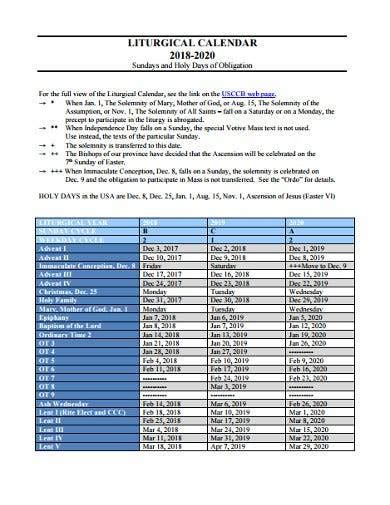 FREE 10+ Church Calendar Samples in MS Word | Pages | Google Docs | PDF