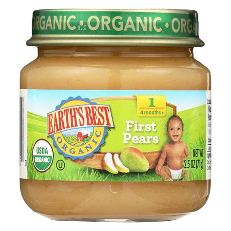 Earth's Best Organic Stage 1, First Pears Baby Food, 2.5 oz. Jar - Walmart.com - Walmart.com