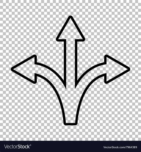 Three-way direction arrow sign Royalty Free Vector Image