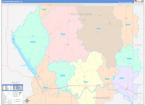 Pottawatomie County, KS Wall Map Color Cast Style by MarketMAPS - MapSales