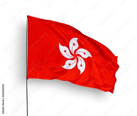 Hong Kong flag isolated on white background. close up waving flag of ...