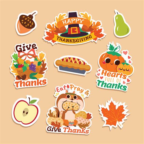 Happy Thanksgiving Sticker Set 3524283 Vector Art at Vecteezy