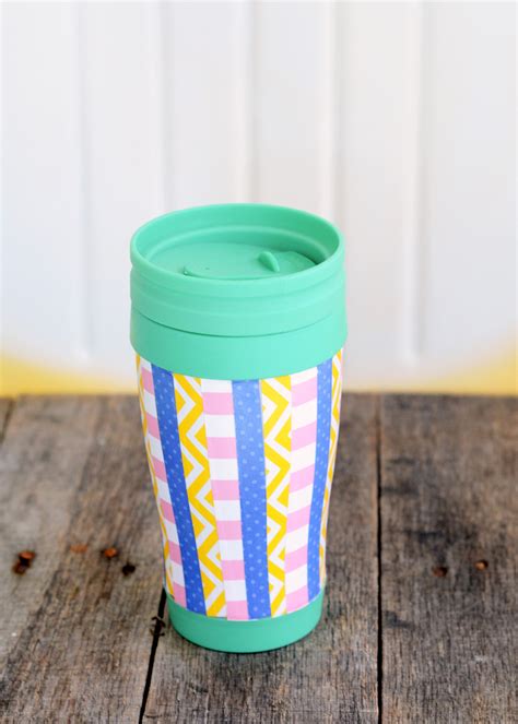 Scrappy striped DIY travel mug - Mod Podge Rocks