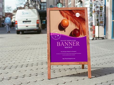 Free Shop Restaurant Outdoor Wooden Banner Mockup Design - Mockup Planet