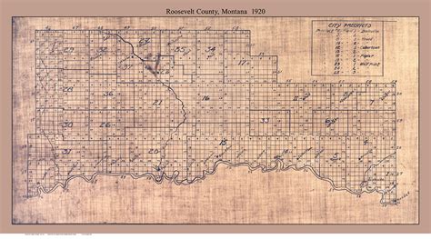 Roosevelt County Montana ca1920 - Old Map Reprint - OLD MAPS