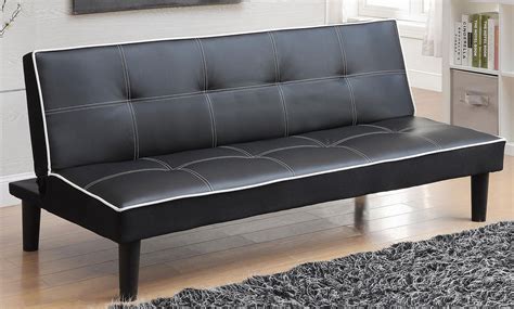 Black Sofa Bed w/ White Piping by Coaster Furniture | FurniturePick