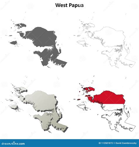 West Papua Blank Outline Map Set Vector Illustration | CartoonDealer.com #113581872