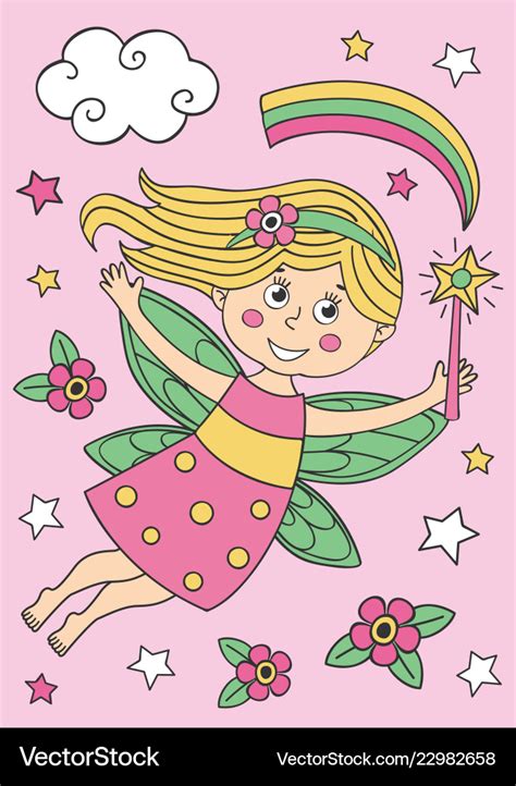 Beautiful fairy girl with magic wand Royalty Free Vector